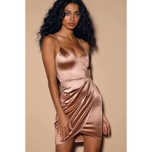 Lulus Forever Your Girl Mauve Satin Bodycon Dress Pink - Size M